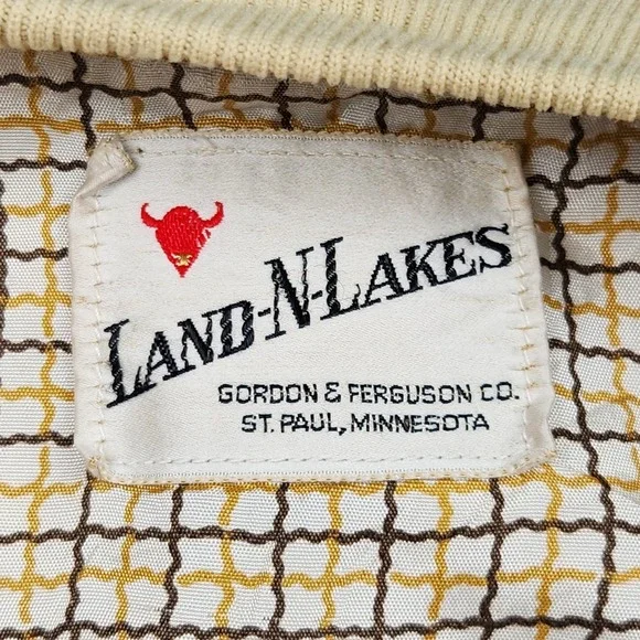 Vintage Land-N-Lakes Jacket Mens Medium Beige Cotton Bomber Talon Zip Lined 60s - Picture 3 of 9